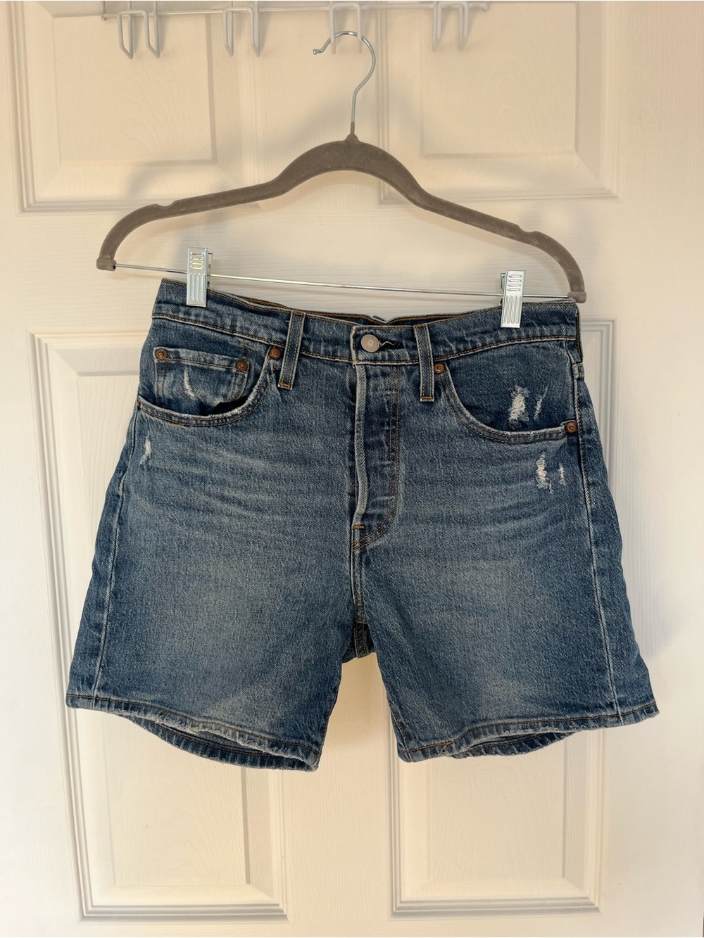 Classic Distressed Blue Denim Women's Shorts